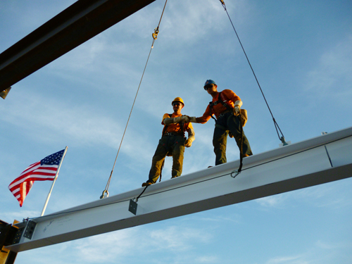 Steel erection jobsite